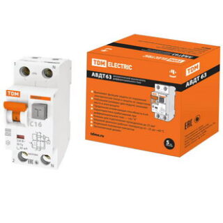 Автоматический выключатель АВДТ 63 2Р(1Р+N) C16 30мА 6кА тип А