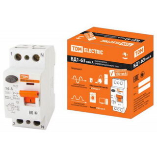 Автоматический выключатель ВД1-63 2Р 16А 30мА тип А