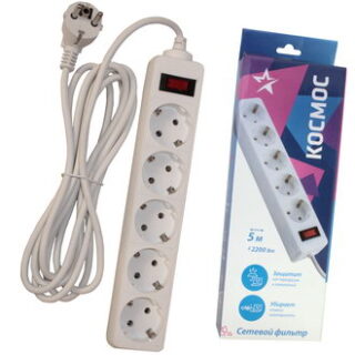 Сетевой удлинитель Космос FKsm5m-5g(W)