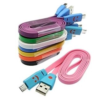Шнур для мобильных устройств USB to MicroUSB Flat Flash Smile 1m